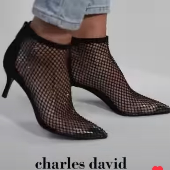 CHARLES DAVID AFTERHOURS RED RHINESTONE MESH BOOTIE, FIERY RHINESTONE RED 7.5 - Picture 5 of 16